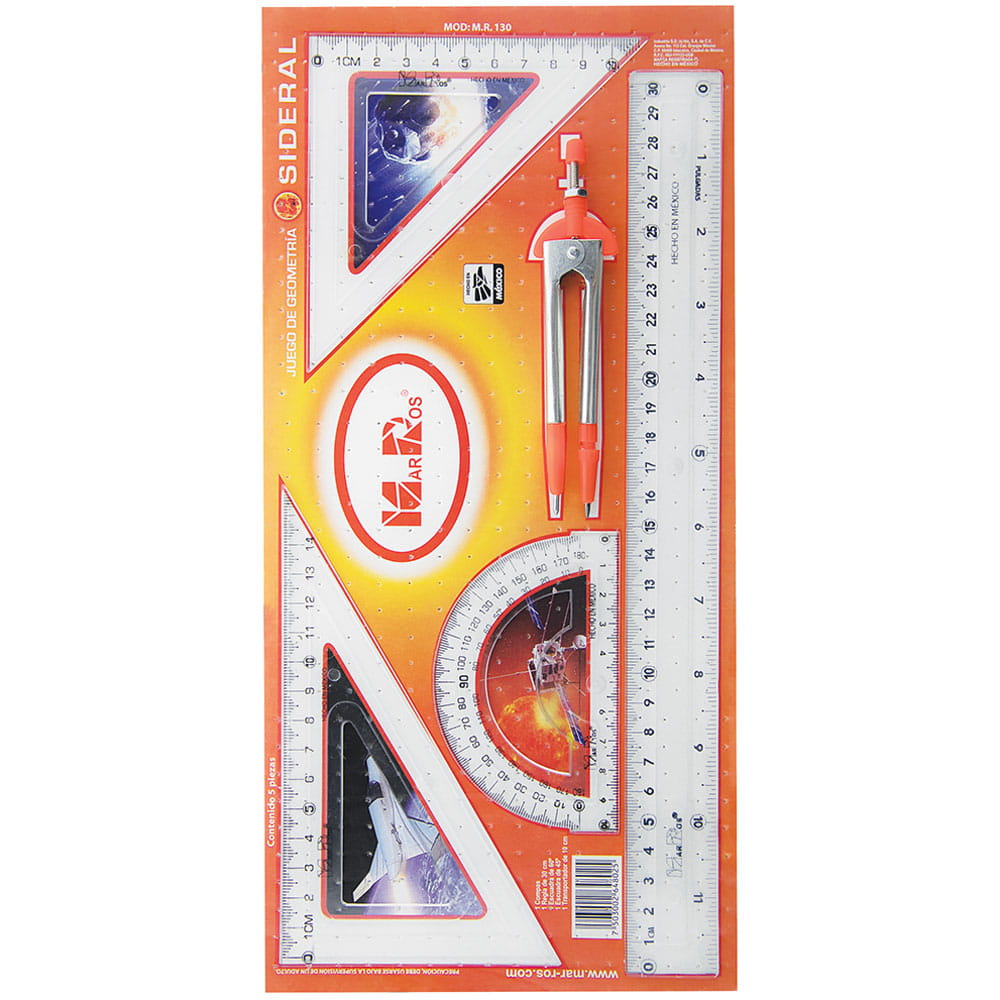 Juego de Geometría Plástico Mediano Marros