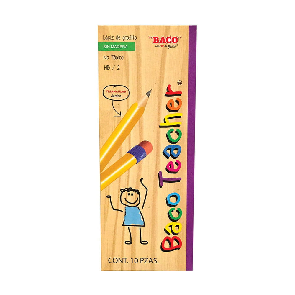 Lápiz Entrenador Triangular Caja con 10 Piezas Baco Teacher