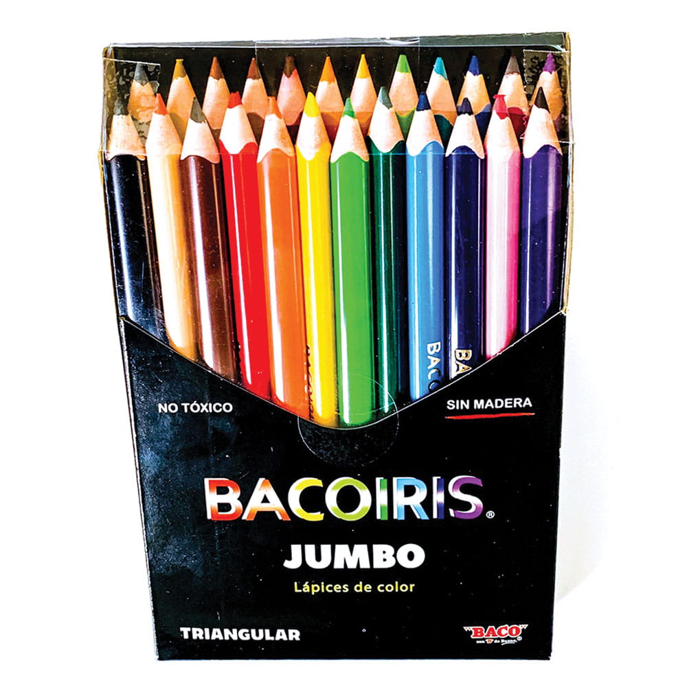 Lápices de Colores con 24 Piezas Largos Triangulares Jumbo Bacoiris