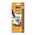 Lápices de Colores Caja con 12 Piezas Largos Triangulares Bic Evolution