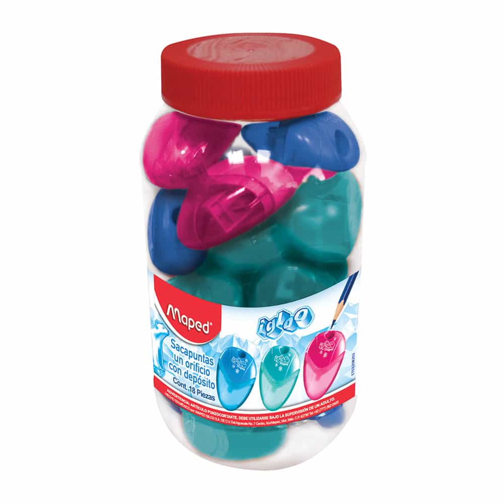 Sacapuntas de Plástico con Depósito Igloo Bote con 18 Piezas Maped