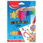 Lápices de Colores Caja con 36 Piezas Largos Triangulares Color Peps