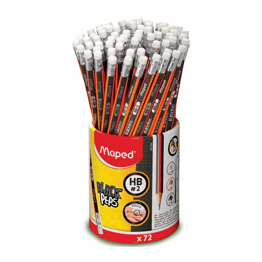 Lápiz con Goma Número 2 Triangular con 72 Piezas Black Peps Maped