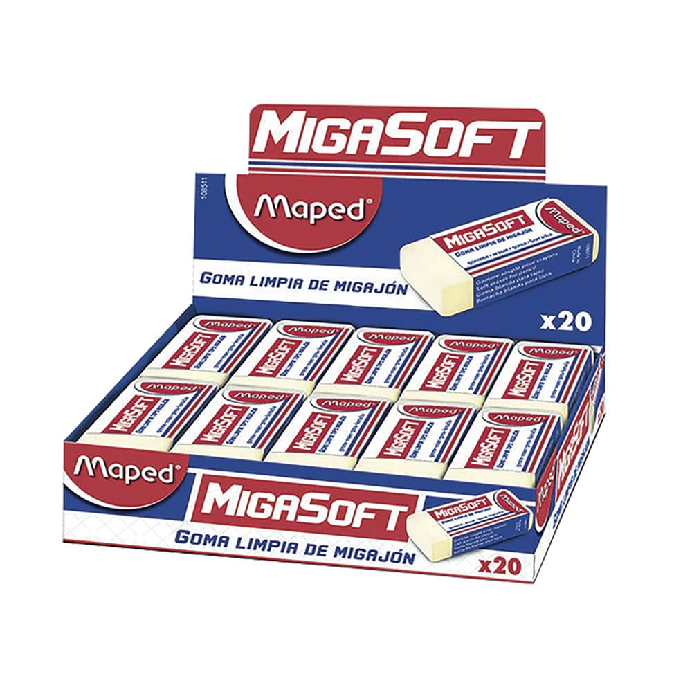 Goma de Borrar Caja con 20 Piezas Migasoft