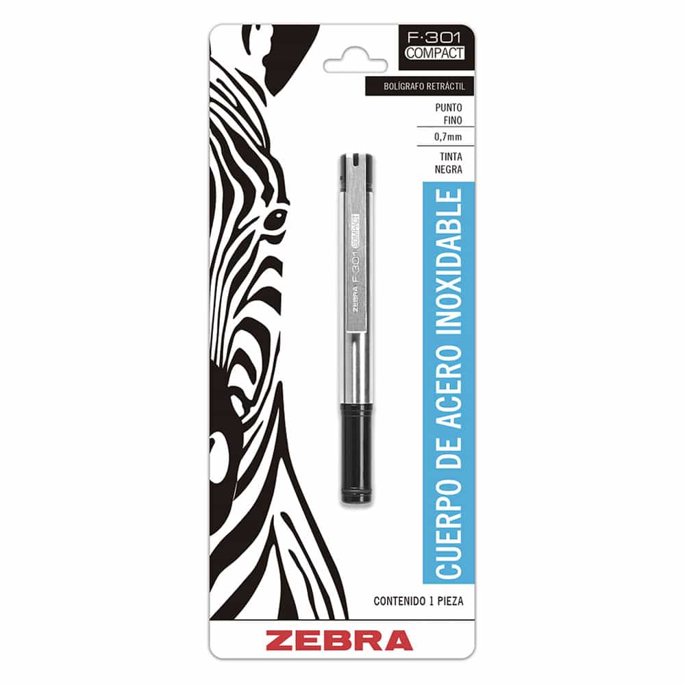 Bolígrafo Punto Fino Stick Blíster Cromo Compact Zebra
