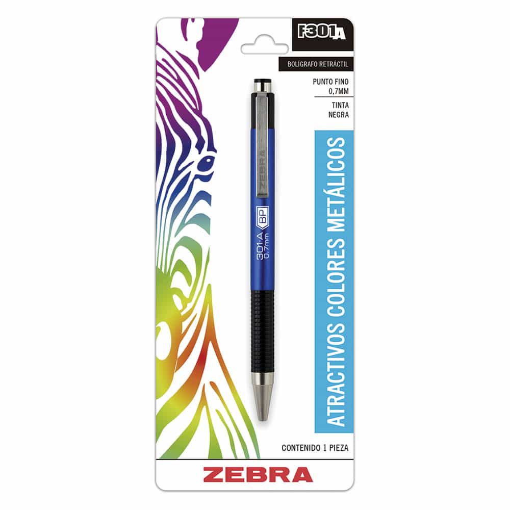 Bolígrafo Punto Fino Retráctil Negro Blíster F301A Zebra