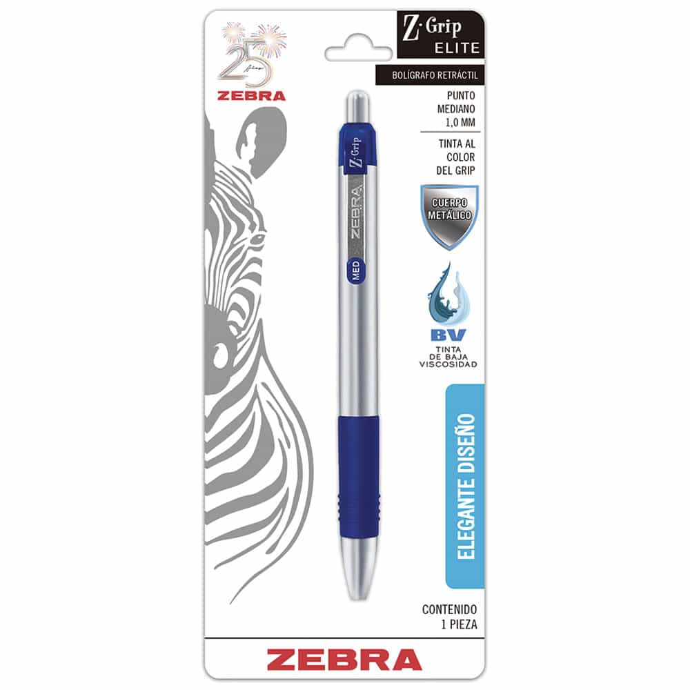Bolígrafo Punto Mediano Azul Retráctil Blíster con 1 Pieza Z-Grip Elite 7942-11