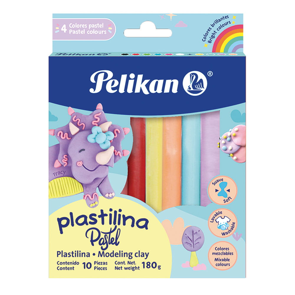 Plastilina Caja con 10 Barritas Colores Pastel Pelikan