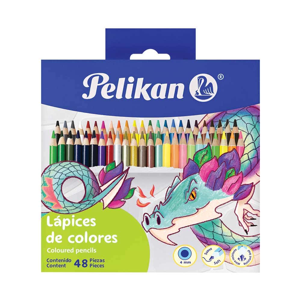 Lápices de Colores Caja con 48 piezas Largos Redondos de 4 mm Pelikan 30330333