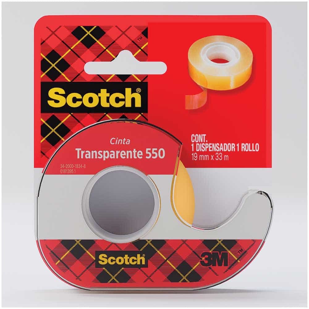 Cinta Adhesiva de Celofán Transparente 550 de .19 x 30 m con Despachador Scotch