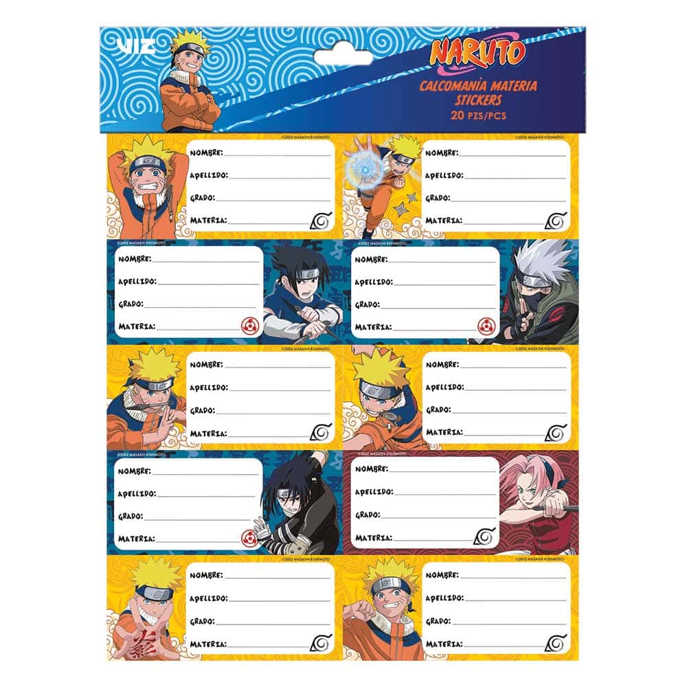Calcomania (Sticker) para Materias Blíster con 20 Stickers Naruto Granmark 126-0467