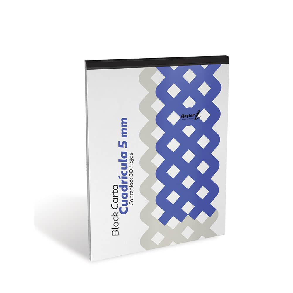 Block Tamaño Carta con 80 Hojas Cuadro Chico Rayter