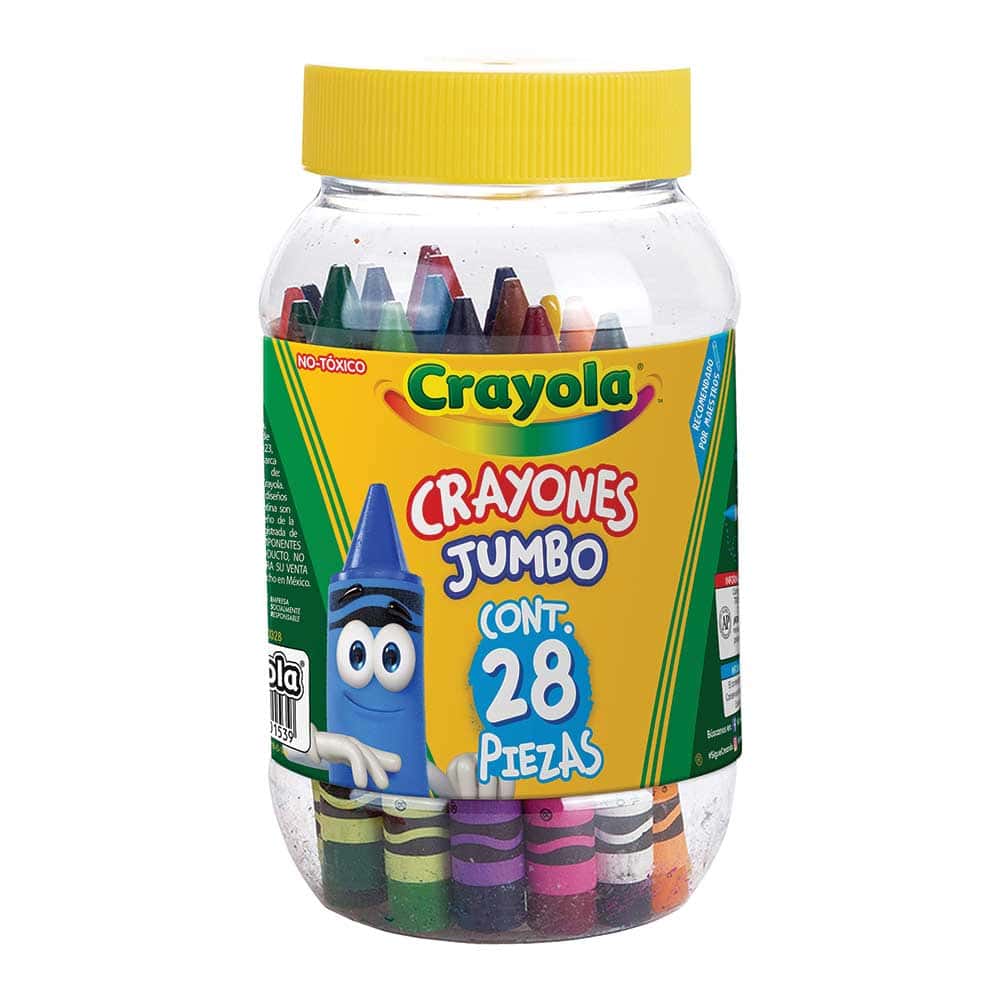 Crayón Escolar Redondo Jumbo Bote con 28 Colores Crayola