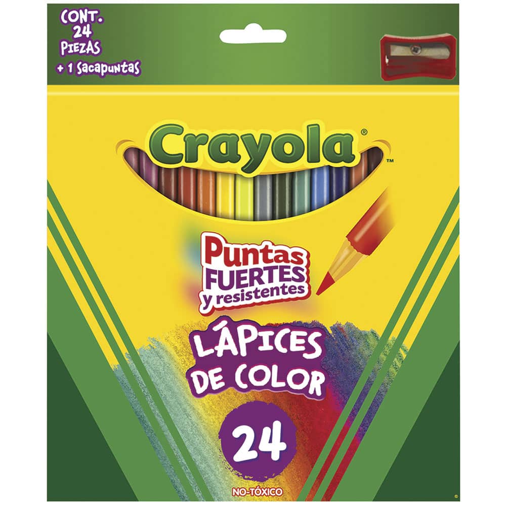 Lápices de Colores Caja con 24 Piezas Largos Redondos Crayola