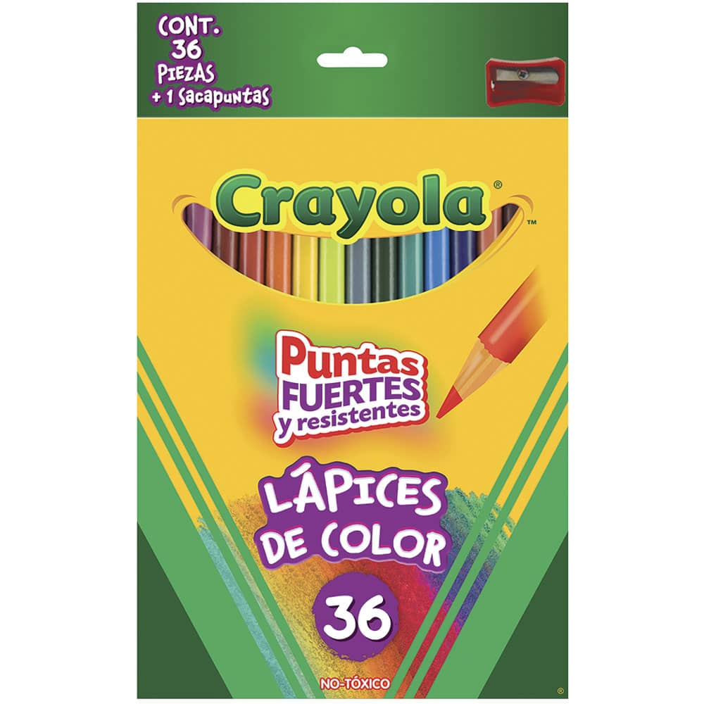 Lápices de Colores Caja con 36 Piezas Largos Redondos Crayola