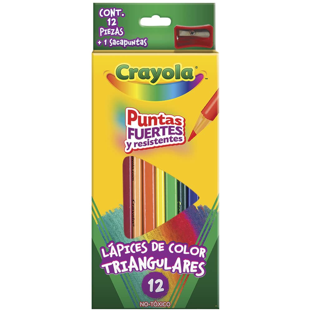 Lápices de Colores Caja con 12 Piezas Largos Triangulares Crayola
