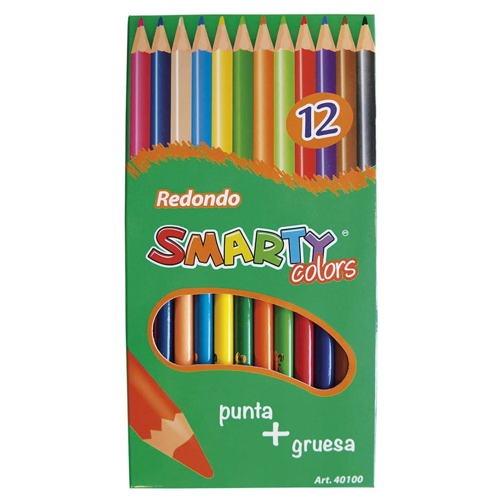 Lápices de Colores Caja con 12 Piezas Largos Redondos Smarty
