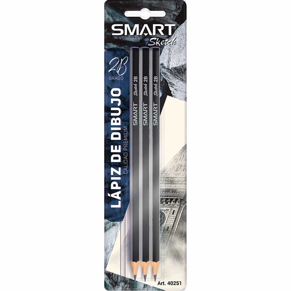 Lápiz para Dibujo 2B Blíster 3 Piezas Smart Sketch