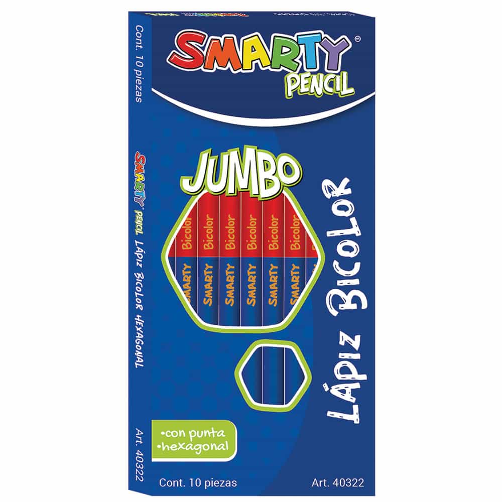 Lápiz Bicolor Hexagonal Jumbo Caja con 10 Piezas Smarty