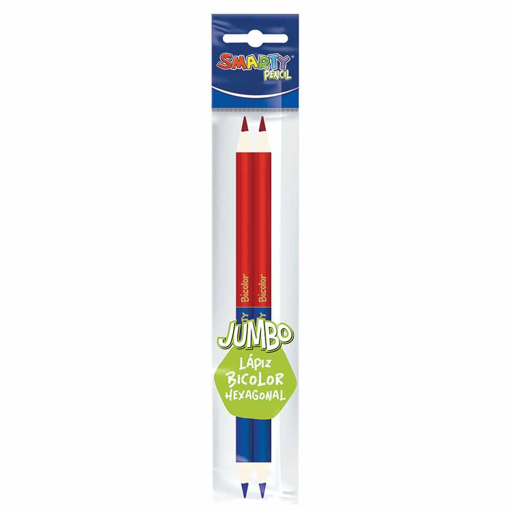 Lápiz Bicolor Hexagonal Jumbo Bolsa con 2 Piezas Smarty