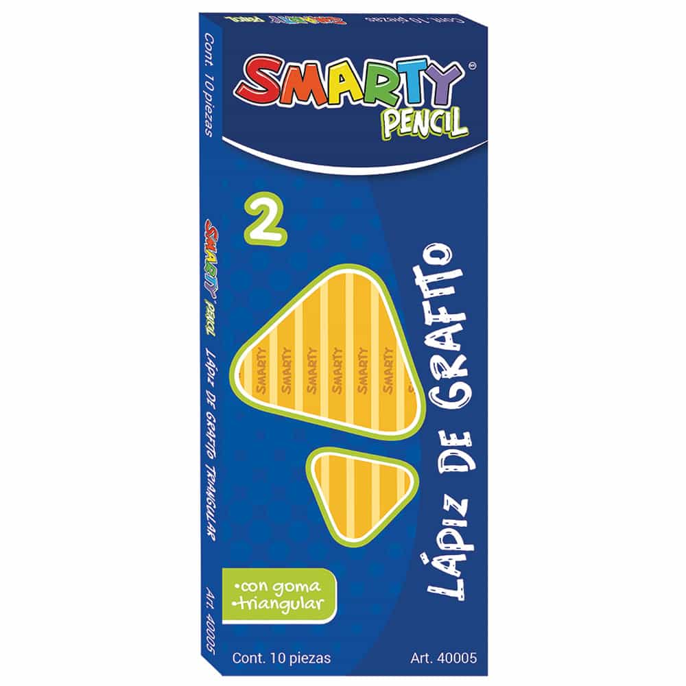 Lápiz con Goma Número 2 Triangular Caja con 10 Piezas Smart Plus