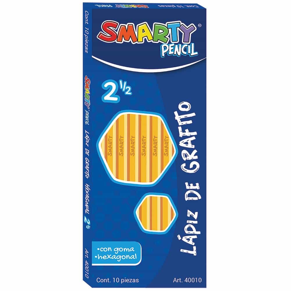 Lápiz con Goma Número 2 1/2 Hexagonal Caja con 10 Piezas Smart Plus