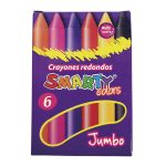 Crayón Escolar Redondo Jumbo Caja con 6 Colores Smarty