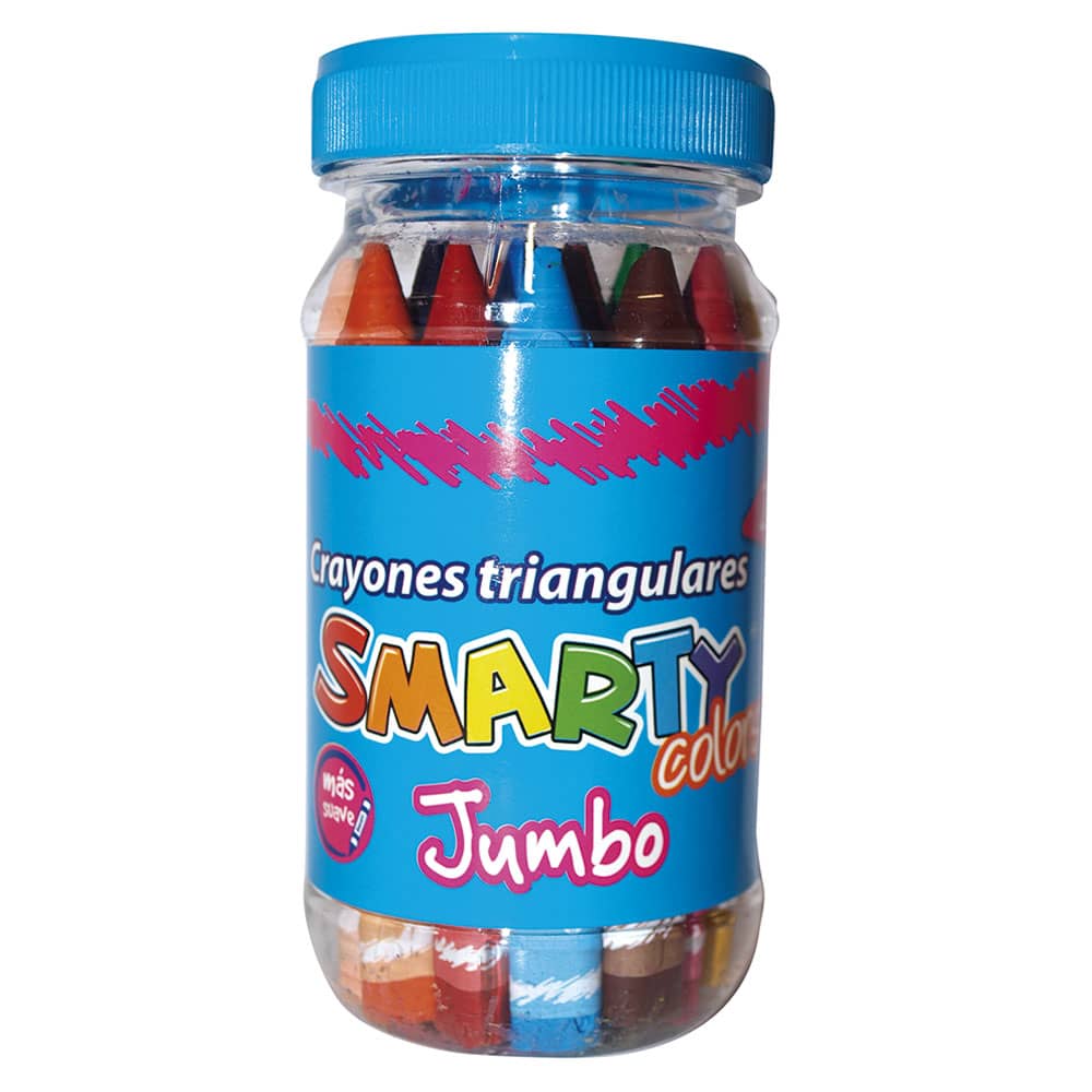 Crayón Escolar Triangular Jumbo Bote con 20 Colores Smarty