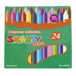 Crayón Escolar Redondo Delgado con 24 Colores Smarty