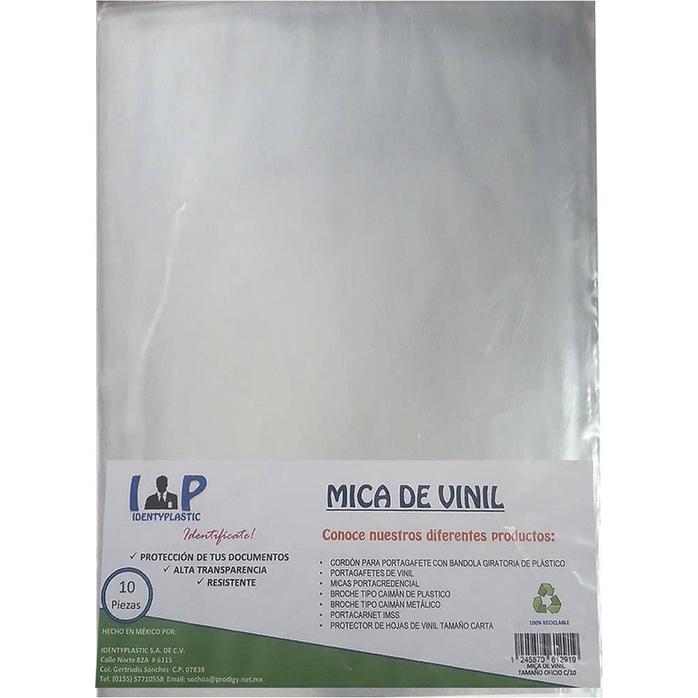 Mica Vinil Tamaño Ministro Bolsa con 10 Identyplastic