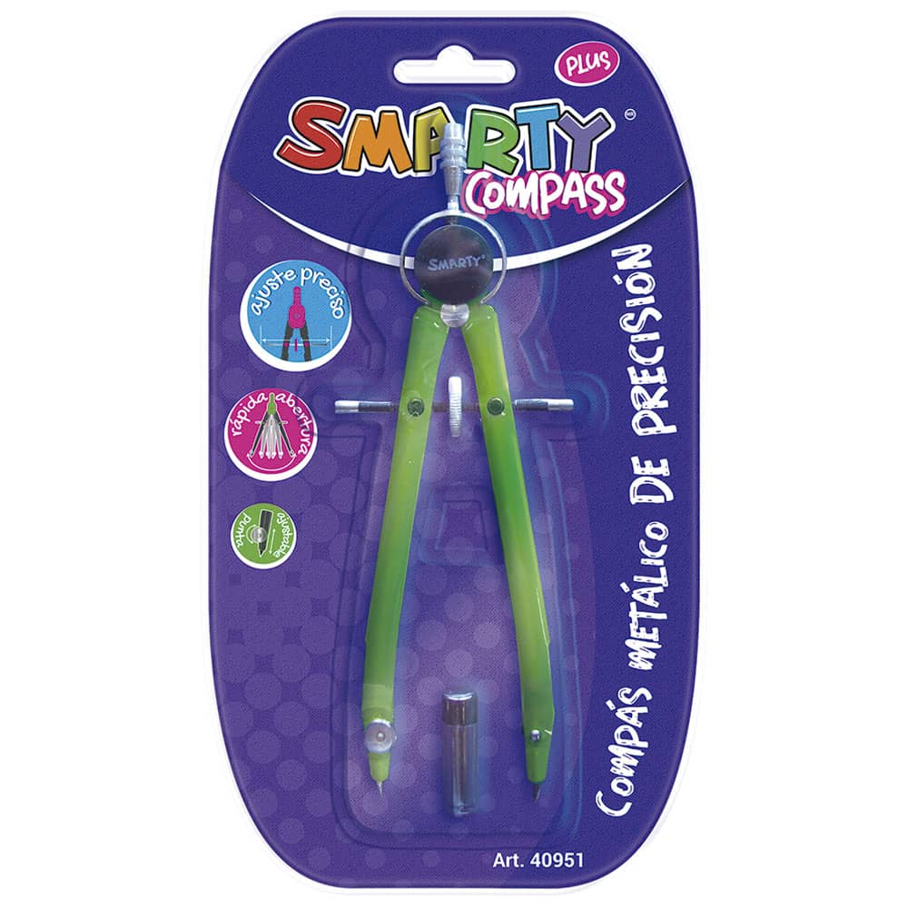Compás Escolar Metálico Precisión Largo Cool Colors Smarty