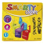Sacapuntas de Metal con Depósito Triangular con Tapa Caja con 12 Piezas Smarty