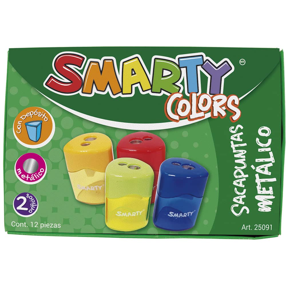Sacapuntas de Metal con Depósito Triangular Duo Caja con 12 Piezas Smarty