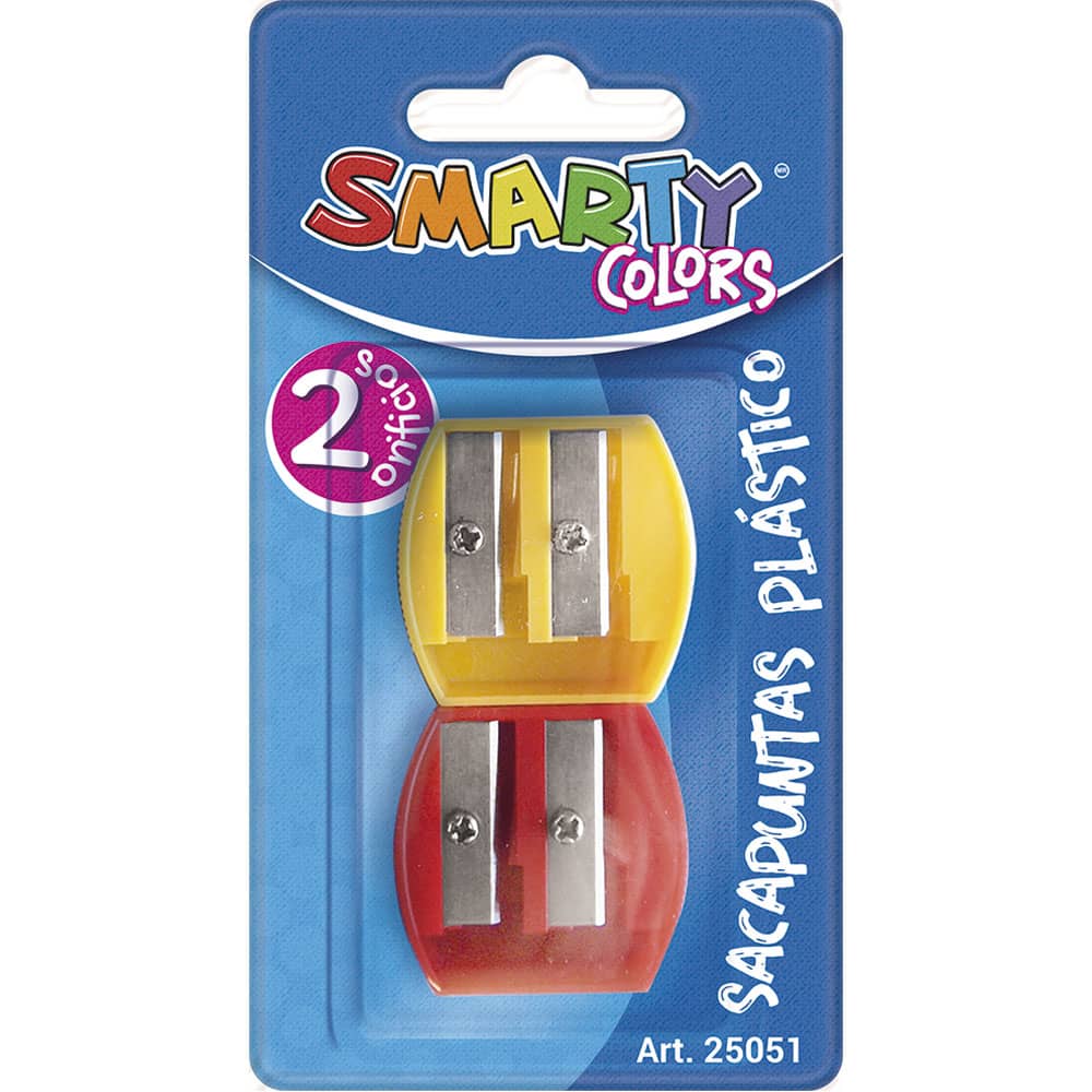 Sacapuntas de Plástico Rectangular Duo Blíster con 2 Piezas Smarty