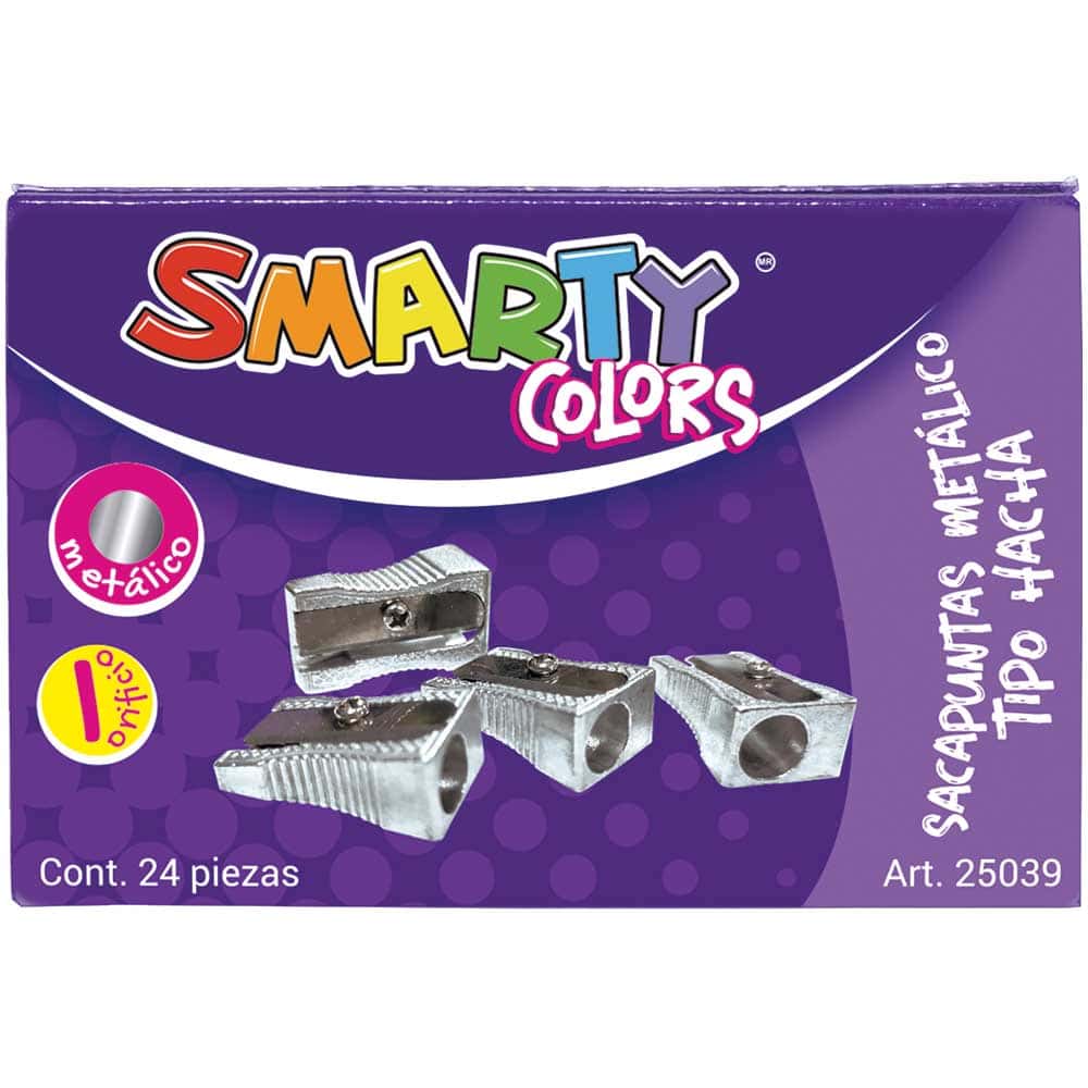 Sacapuntas De Metal Tipo Hacha Caja Con 24 Piezas Smarty 25039