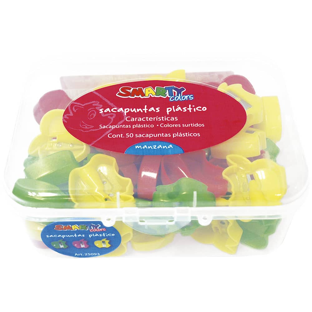 Sacapuntas de Plástico Manzana Estuche con 50 Piezas Smarty