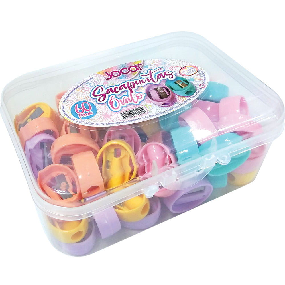 Sacapuntas de Plástico Ovalado Colores Pastel Estuche con 60 Piezas Jocar