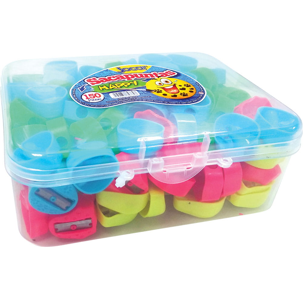 Sacapuntas de Plástico Happy Neon Estuche con 150 Piezas Jocar
