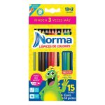 Lápices de Colores Caja con 12 Piezas + 2  Largos Redondos Norma