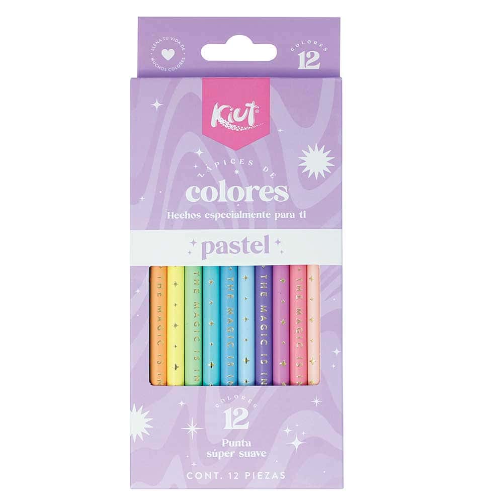 Lápices de Colores Largos con 12 Piezas Redondos de 4 mm Colores Pastel Kiut Norma 560355