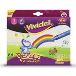 Crayón Escolar Redondo Jumbo Caja con 24 Colores Vividel