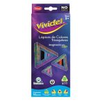 Lápices de Colores Caja con 12 Piezas Largos Triangulares de 4 mm Vividel