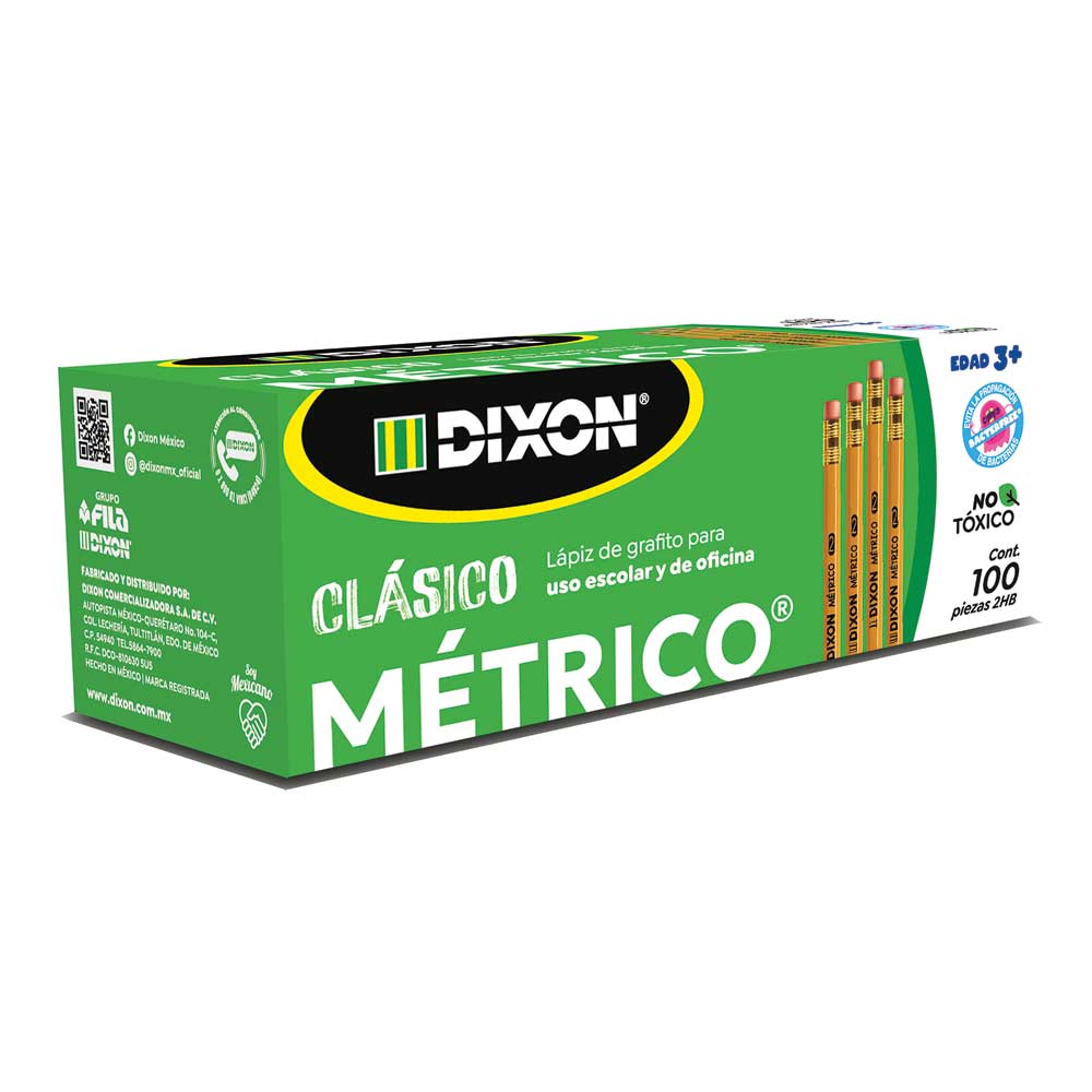 Lápiz con Goma Número 2 Hexagonal Caja con 100 Piezas Métrico