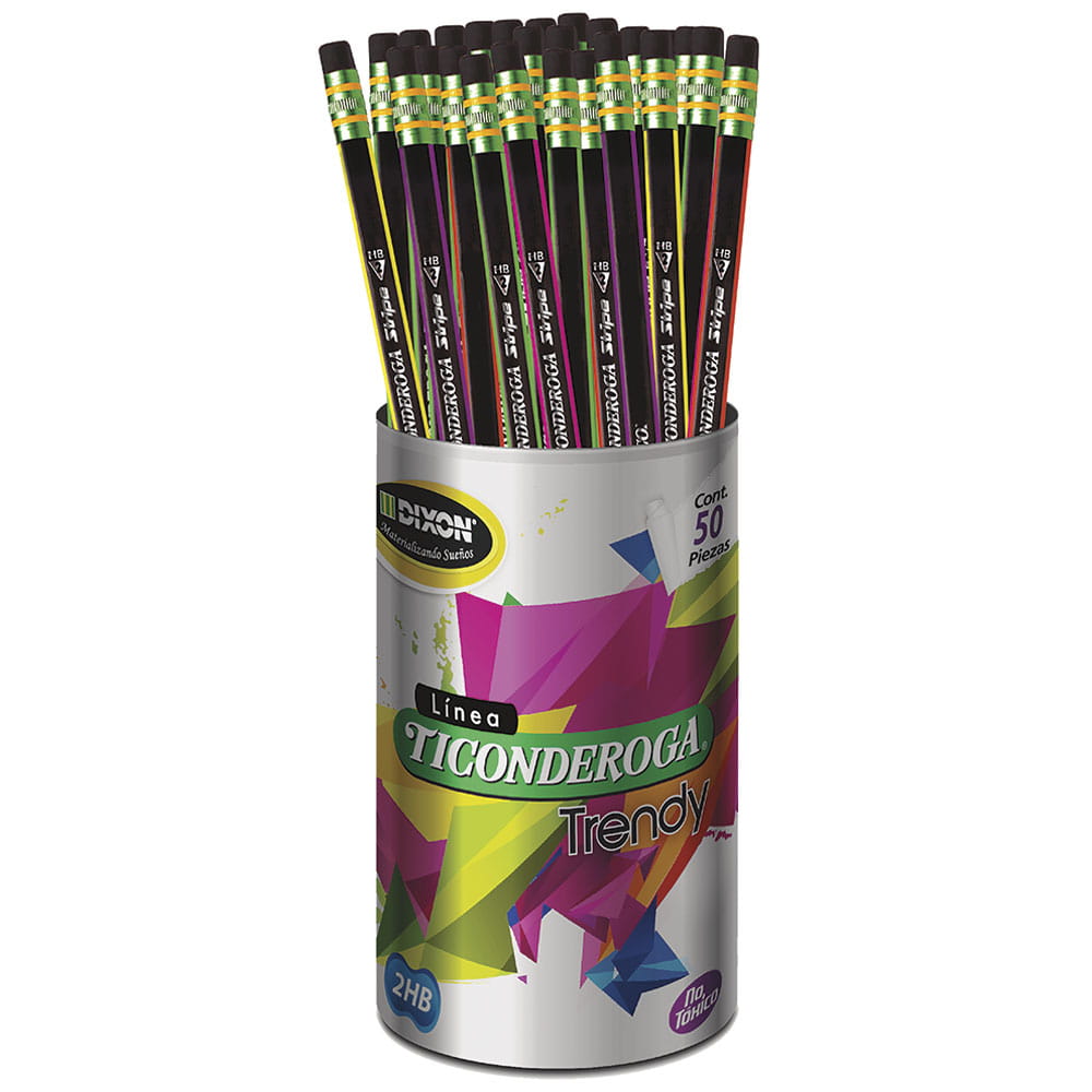Lápiz con Goma Número 2 Triangular Stripe con 50 Piezas Ticonderoga