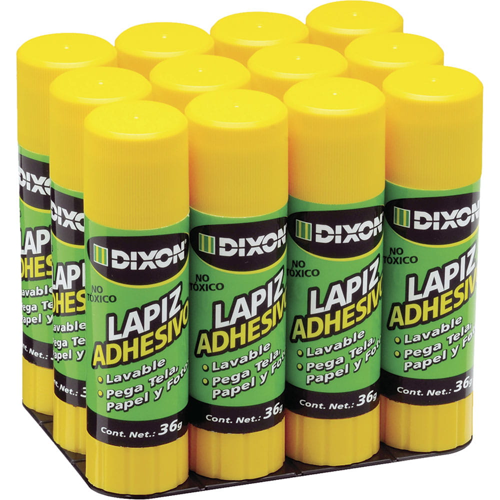 Pegamento Lápiz Adhesivo Tubo de 36 g con 12 Piezas Dixon