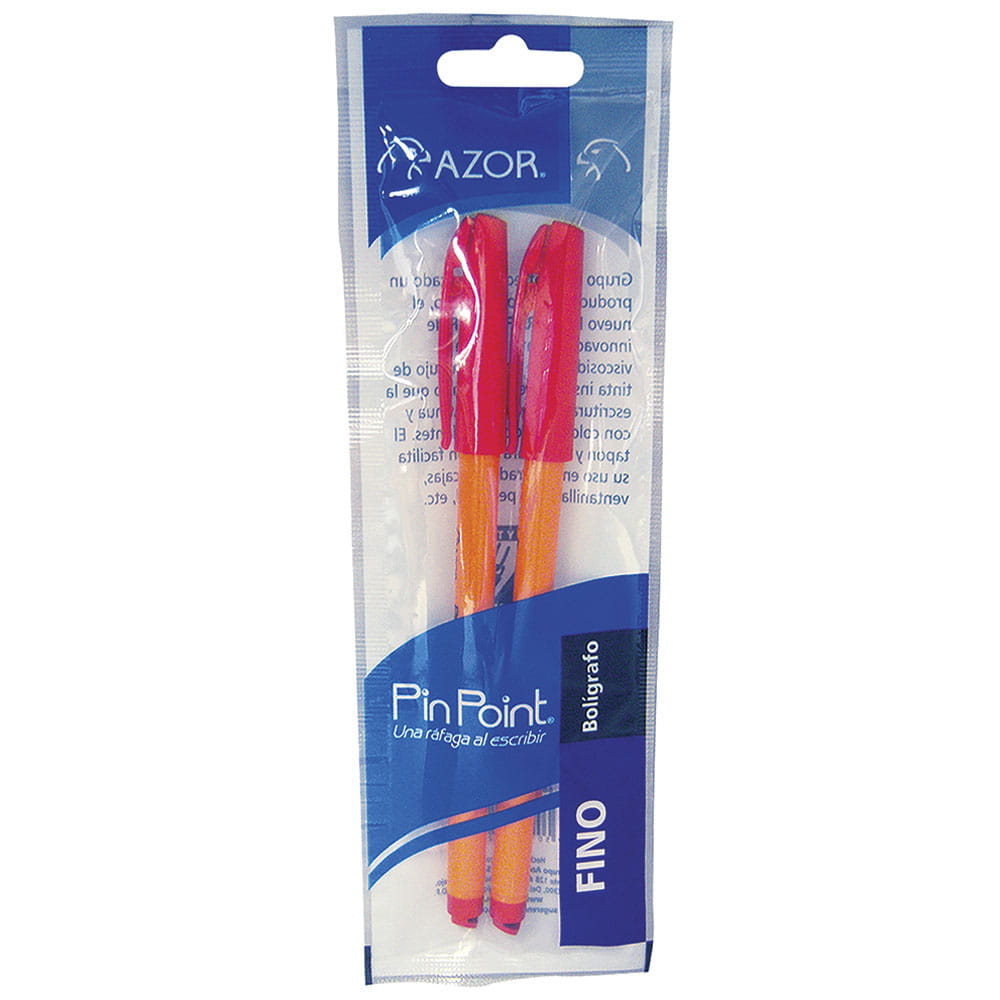 Bolígrafo Punto Fino Stick Rojo Bolsa con 2 Piezas Pin point