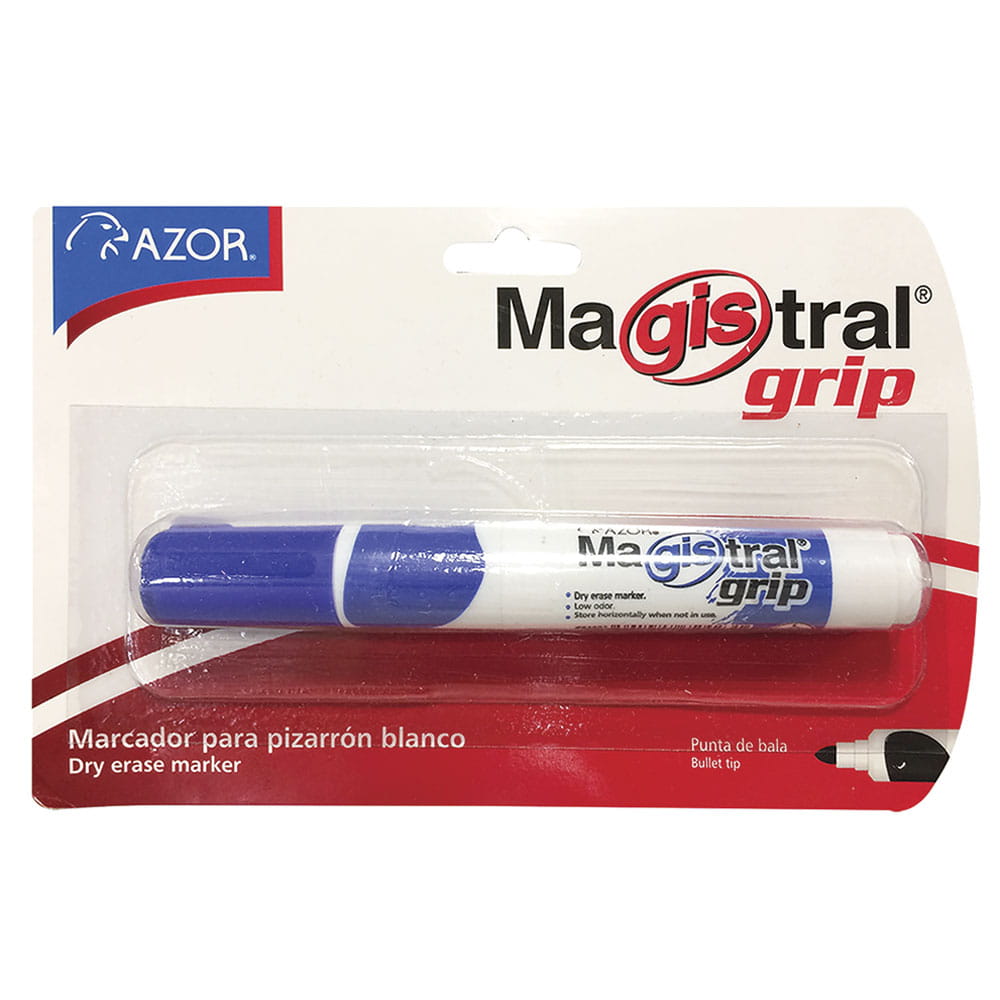 Marcador Para Pizarrón Azul Blíster Grip Magistral