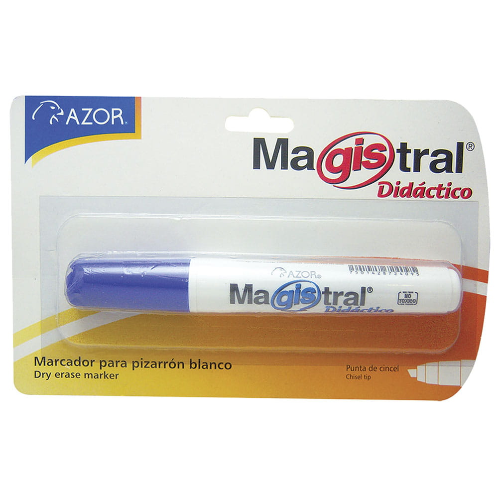 Marcador Para Pizarrón Grueso Azul Blíster Magistral Didáctico