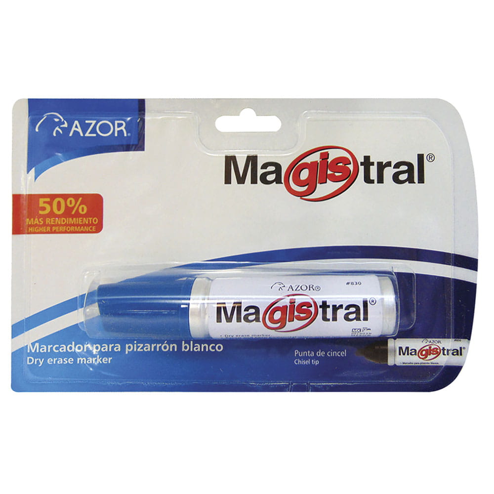 Marcador Para Pizarrón Grueso Aluminio Azul Blíster Magistral
