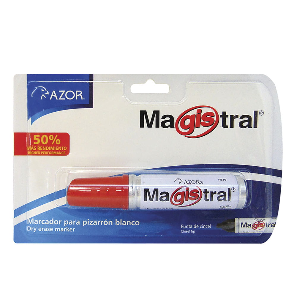 Marcador Para Pizarrón Grueso Aluminio Rojo Blíster Magistral
